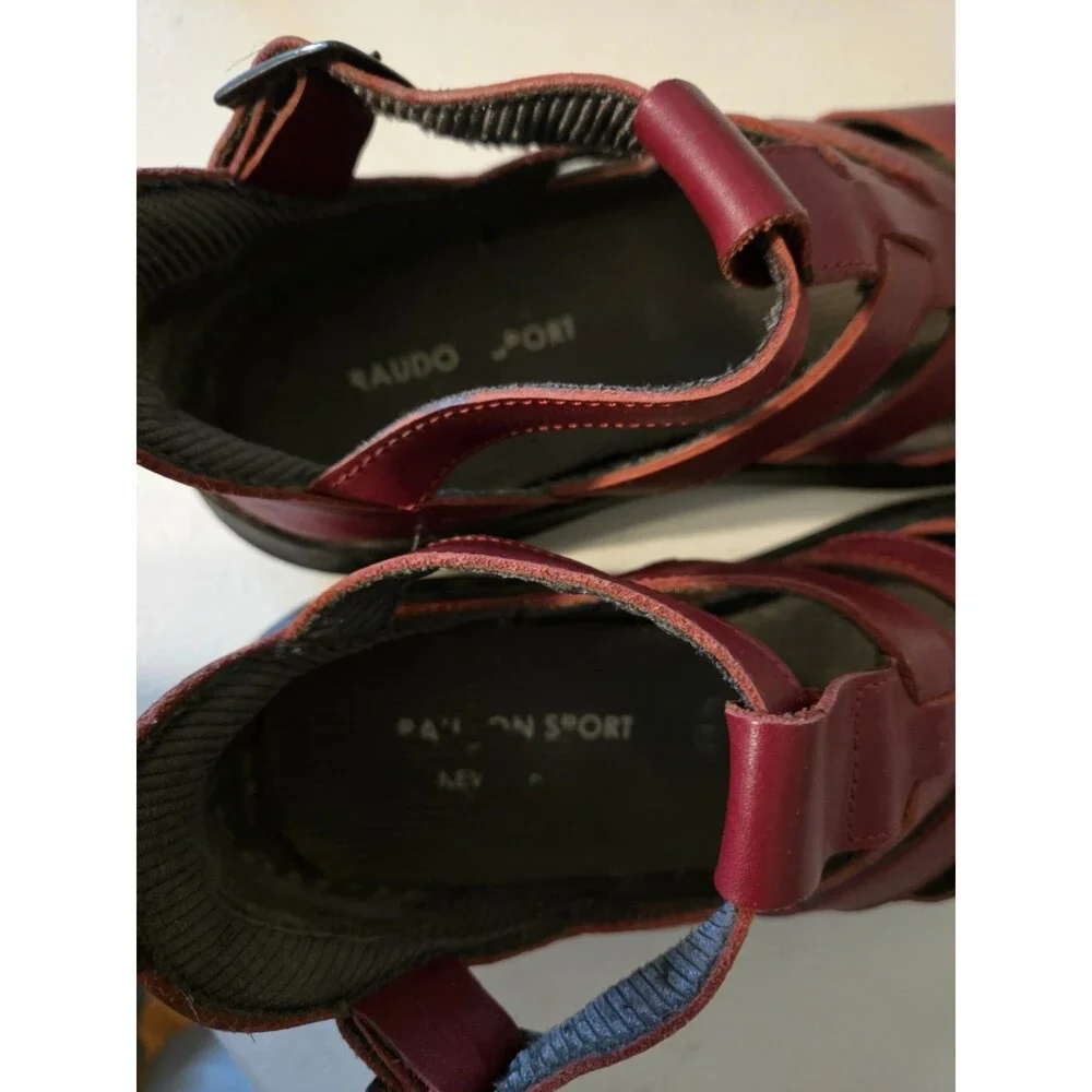 Giraudon Sport New York Womens 39.5 Red Leather Closed Toe Fisherman Sandals...